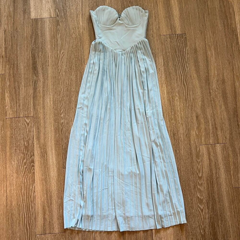 HOUSE OF CB 'Marcella' Ocean Blue Pleated Maxi Dress